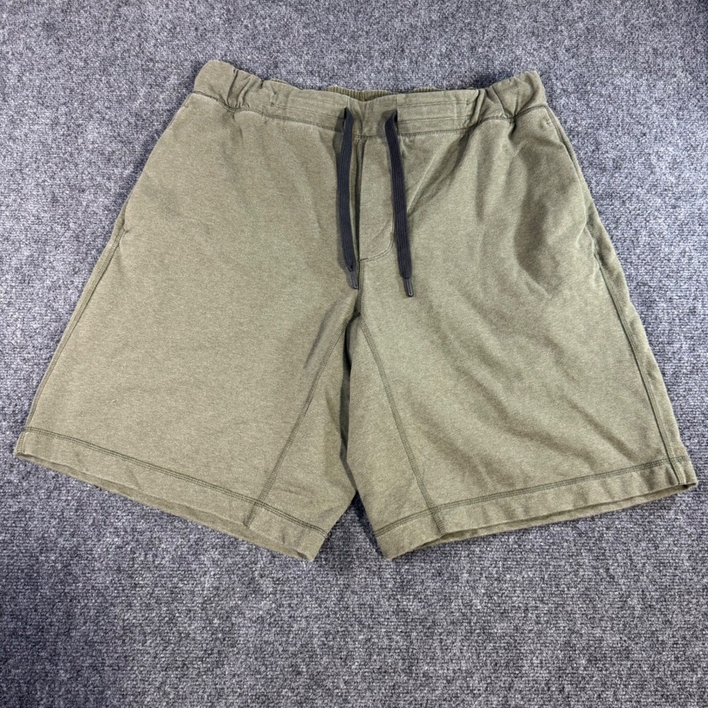 Lululemon Mens City Sweat Short 9 Inch Olive Green Heather Athletic Gym Shorts